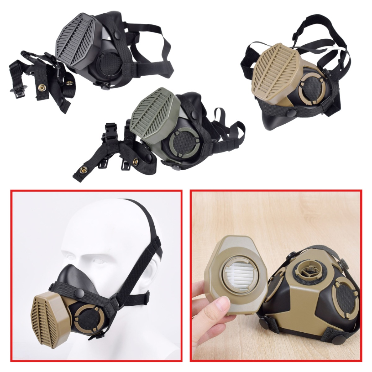 Hunting Outdoor Game - หน้ากากป้องกันฝุ่นแบบครึ่งหน้า Tactical SOTR เหมาะสำหรับการใช้งานกลางแจ้งในการล่าสัตว์ ทีมงานภาคสนาม เกมแอร์ซอฟต์