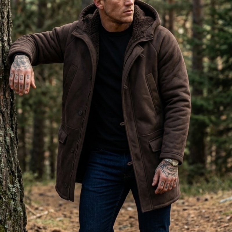 Outdoor Hunting Fleece - เสื้อแจ็คเก็ตฤดูหนาวบุขนเทียมมีฮู้ดสำหรับผู้ชายแบบใหม่ | เสื้อโค้ทกันลมผ้าฟลีซสำหรับกิจกรรมกลางแจ้ง อุ่นสบาย เหมาะสำหรับการล่าสัตว์ เดินป่า