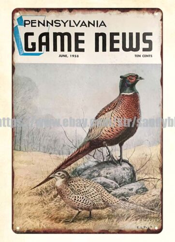 Hunting Quail - ป้ายโลหะตกแต่งผนังลายการล่าสัตว์ปีกนกกระทาและไก่ฟ้าในรัฐเพนซิลเวเนีย ปี 1958