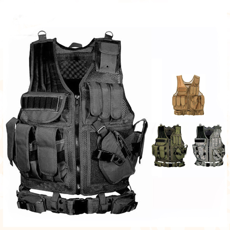Outdoor Hunting Fleece - เสื้อกั๊กยุทธวิธีแบบปรับได้ Molle เสื้อเกราะป้องกันตัวสำหรับการรบ รปภ. ล่าสัตว์ กองทัพ