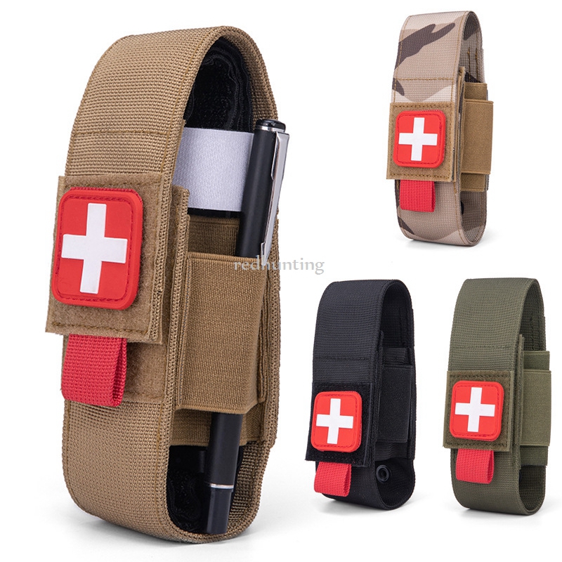 Field Dressing Kit - ยุทธวิธี Tourniquet POUCH ผู้ถือการล่าสัตว์การบาดเจ็บทางการแพทย์เฉือนกลางแจ้งยืดหยุ่น Tourniquet ผู้ถือปากกา