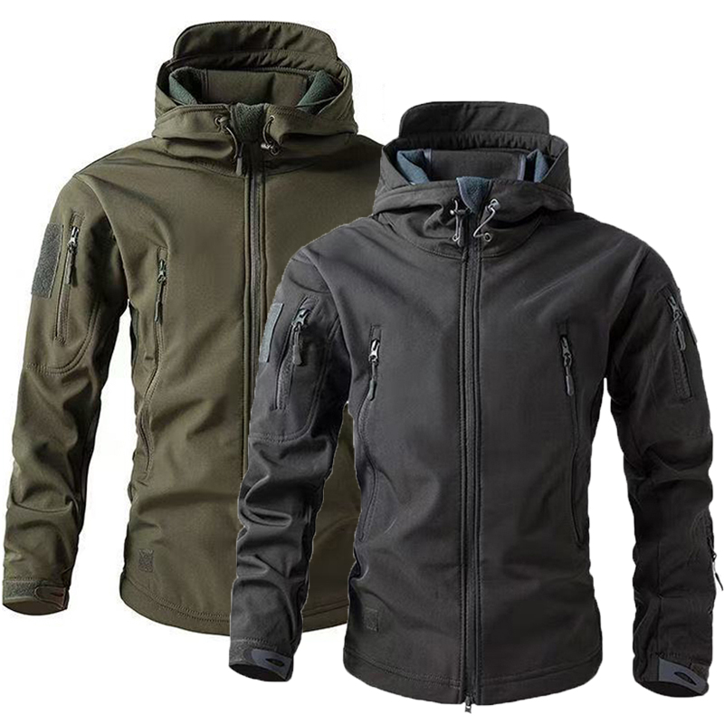 Outdoor Hunting Fleece - ผู้ชายฤดูหนาวฤดูใบไม้ร่วง WARM Softshell ขนแกะ Hood Cargo