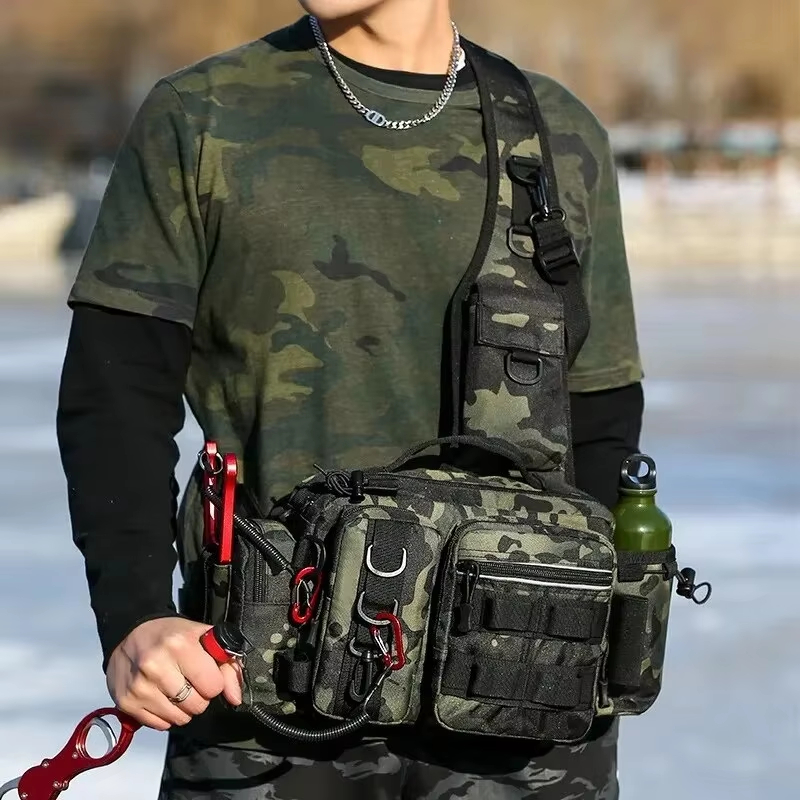Hunting Fishing Outdoor - กระเป๋าคาดเอวแบบยุทธวิธีสำหรับตั้งแคมป์ ปีนเขา ตกปลา เก็บอุปกรณ์ สำหรับเดินป่า ปั่นจักรยาน
