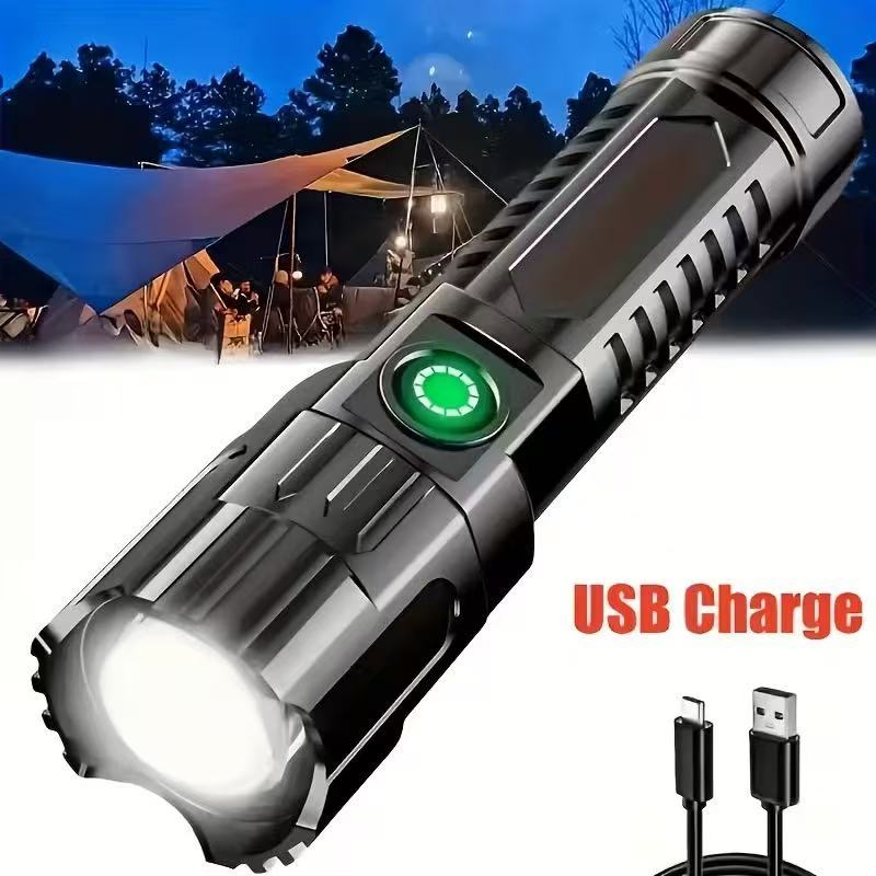 Hunting Fishing Outdoor - ไฟฉาย LED กำลังสูงรุ่นใหม่ ชาร์จผ่าน USB ได้