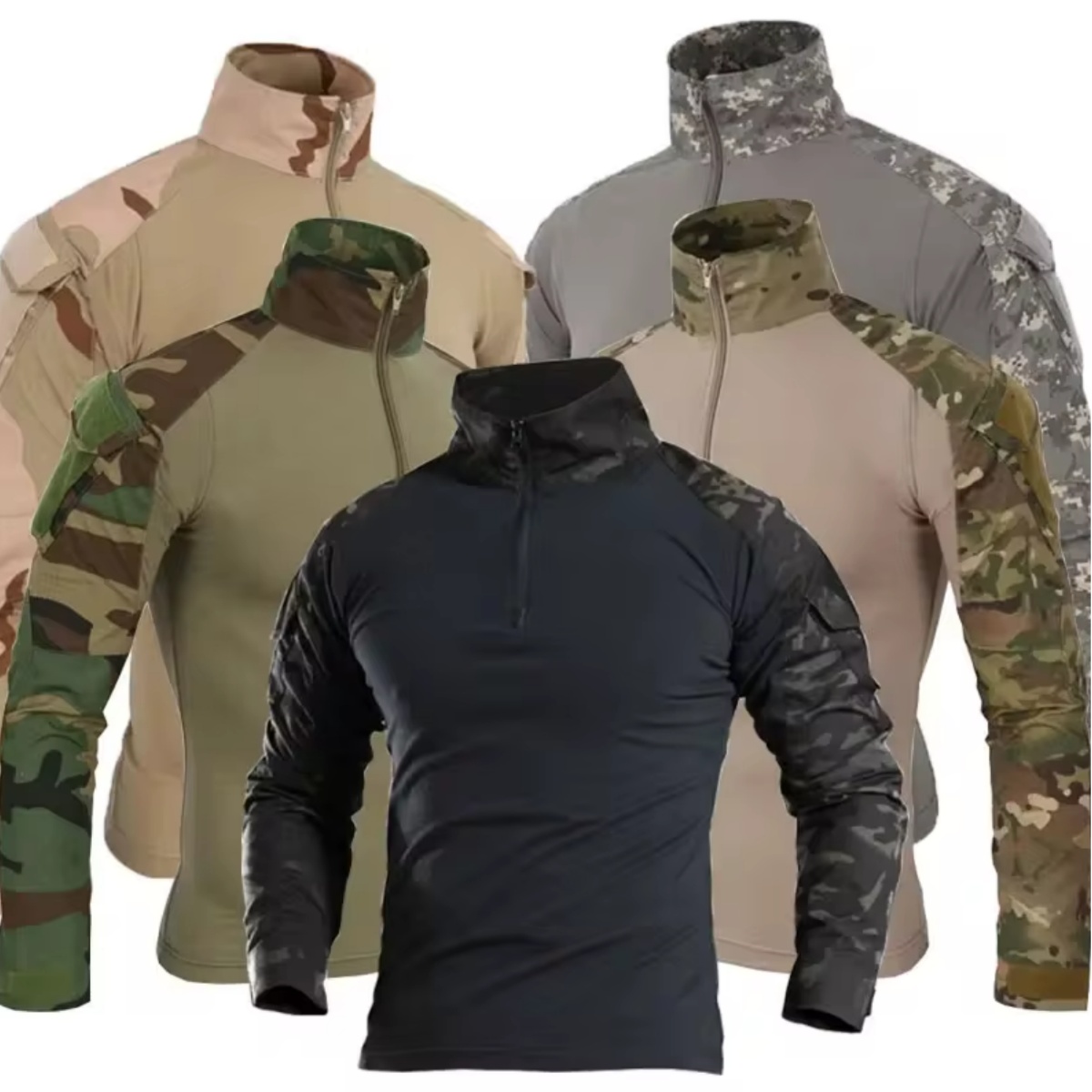 Outdoor Hunting T Shirts - เสื้อยืดเดินป่ากลางแจ้งสำหรับผู้ชาย, เสื้อยืดลายพรางทหาร CP แขนยาวสำหรับการล่าสัตว์และปีนเขา, ชุดกีฬาผ้าฝ้าย
