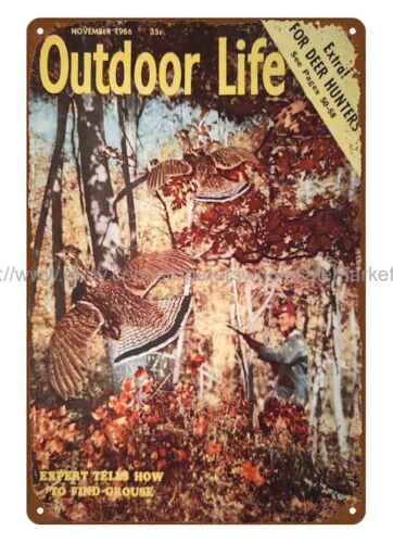 Hunting Quail - ป้ายโลหะตกแต่งบ้าน/โรงรถ ลายการล่าสัตว์ป่า 1956 OUTDOOR LIFE ป้ายโลหะตกแต่งบ้าน/โรงรถ