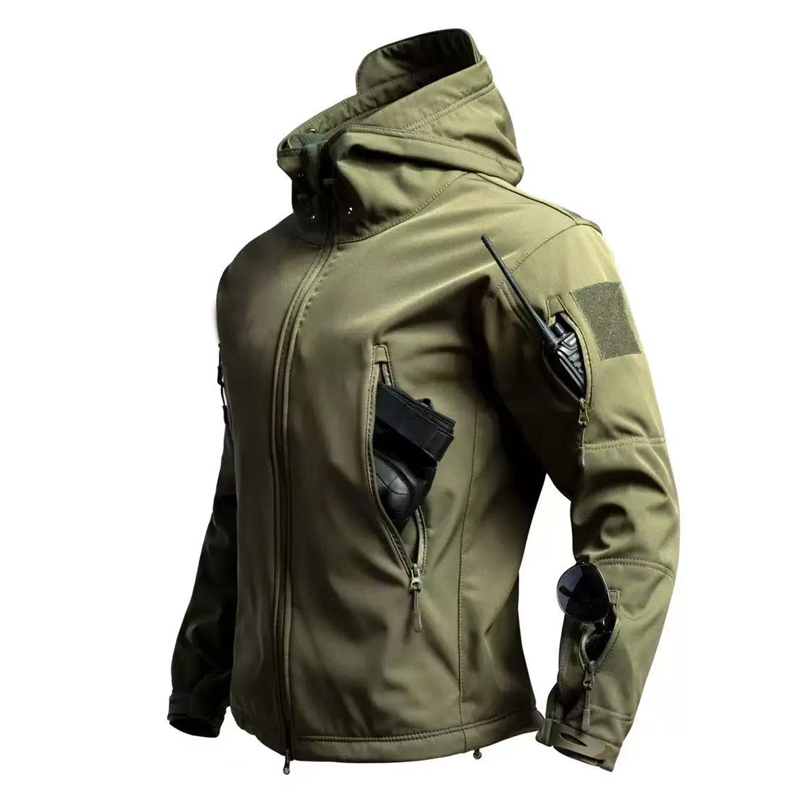 Outdoor Hunting Fleece - ผู้ชายทหารยุทธวิธีฤดูหนาวฤดูใบไม้ร่วง WARM Sharkskin ขนแกะ Hood Cargo