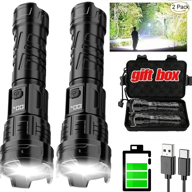 Hunting Fishing Outdoor - ไฟฉาย LED Super Bright USB ชาร์จไฟฉายกลางแจ้งซูมตกปลาล่าสัตว์