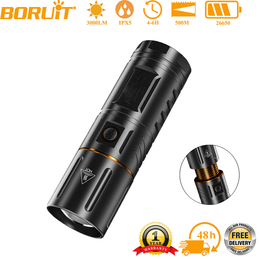 Hunting Fishing Outdoor - BORUiT อัลตร้าไบรท์ 3000LM ไฟฉาย LED 26650