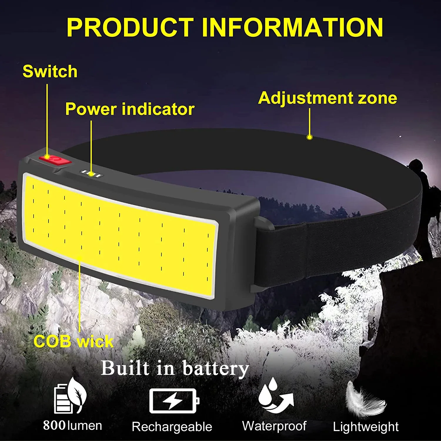 COB ไฟหน้า LED แบบพกพา ไฟหน้าส - Hunting Fishing Outdoor บทวิจารณ์และราคา