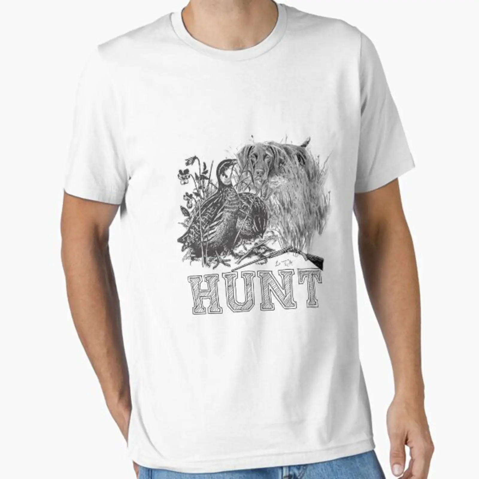 เสื้อยืดลายกราฟิกวินเทจลายล่าส - Hunting Quail บทวิจารณ์และราคา