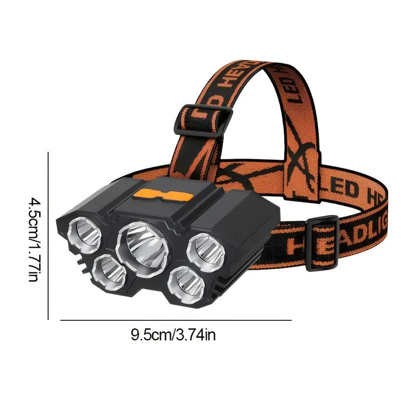 ไฟหน้าแบบพกพา 5LED สำหรับใช้งา - Hunting Fishing Outdoor บทวิจารณ์และราคา